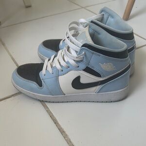 Nike Air Jordan 1 Mid Blue and Black Sneakers